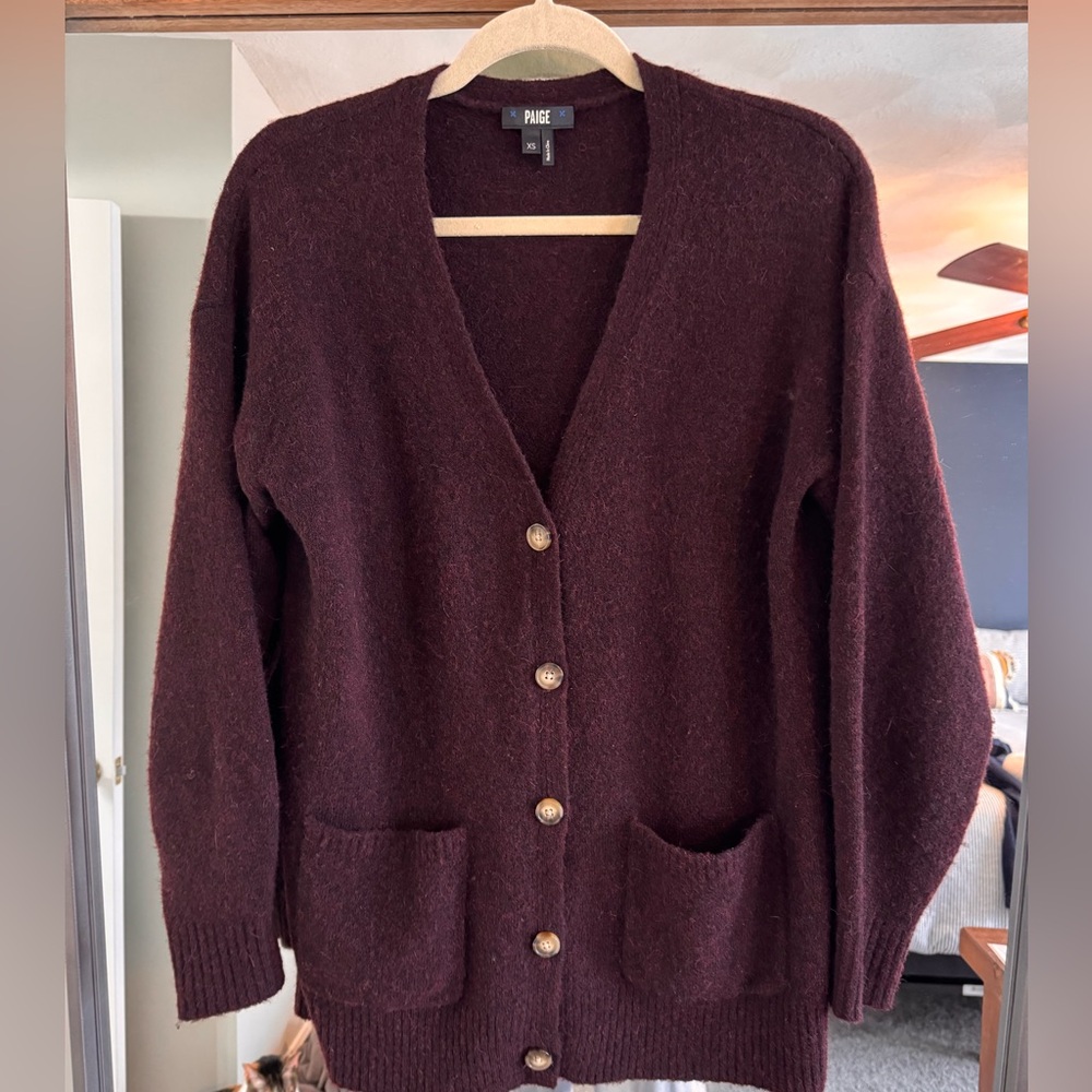 Paige - Women's Burgundy Cardigan Sweater, XS